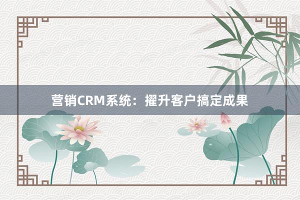 营销CRM系统:擢升客户搞定成果